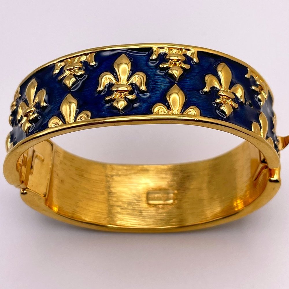 MVH Princess Michaela Von Habsburg Blue Fleur De Lis Enamel Bracelet